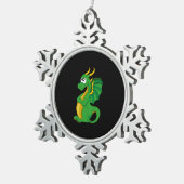 Ornement Flocon De Neige Caricature de dragon vert (Vue impression)