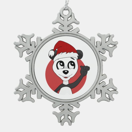 Ornement Flocon De Neige Caricature de Noël avec mignon panda ours flocon d (Devant)