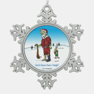 Ornement Flocon De Neige Caricature Zombie de père Noël Corpse