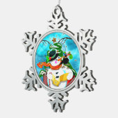 Ornement Flocon De Neige Caroling Snowman (Vue impression)