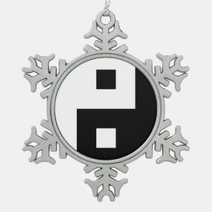 Ornement Flocon De Neige Carré Yin Yang