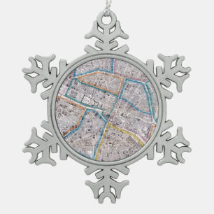 Ornement Flocon De Neige Carte antique de Paris