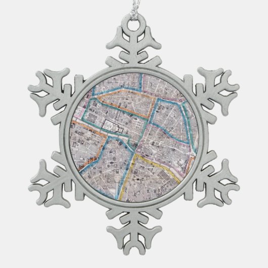 Ornement Flocon De Neige Carte antique de Paris (Devant)