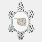 Ornement Flocon De Neige Carte de l'Oklahoma en forme de rétro (Vue impression)