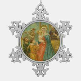 Ornement Flocon De Neige Carte de Noël de la Nativité de l'ère édouardienne