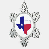 Ornement Flocon De Neige Carte du drapeau du Texas (Vue impression)