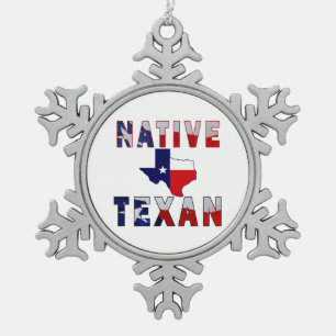 Ornement Flocon De Neige Carte du drapeau texan natif