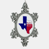 Ornement Flocon De Neige Carte du drapeau texan natif (Gauche)