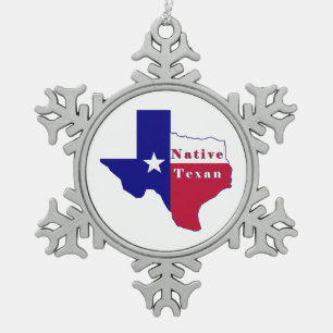 Ornement Flocon De Neige Carte du drapeau texan natif