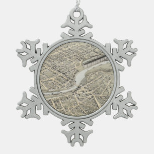 Ornement Flocon De Neige Carte imagée vintage de Nashua NH (1875)