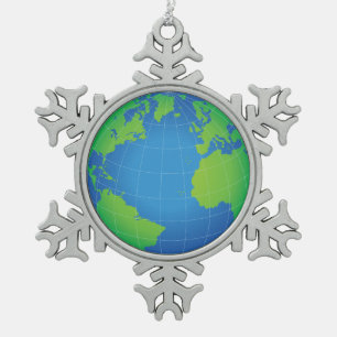 Ornement Flocon De Neige Carte mondiale