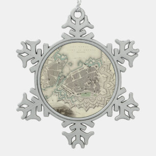 Ornement Flocon De Neige Carte vintage de Genève (1841)