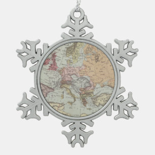Ornement Flocon De Neige Carte vintage de l'Europe