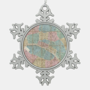 Ornement Flocon De Neige Carte vintage de Paris France (1867)