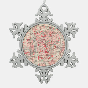 Ornement Flocon De Neige Carte vintage de Wurtzbourg Allemagne (1905)