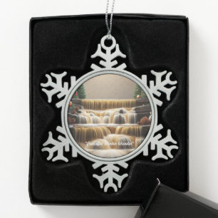 Ornement Flocon De Neige "Cascade de Noël doré"