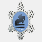 Ornement Flocon De Neige Cavalier franchissant un obstacle. (Vue impression)