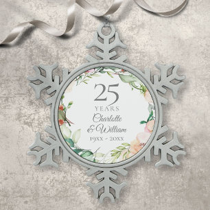Ornement Flocon De Neige Célébration de mariage en aquarelle florale pour l
