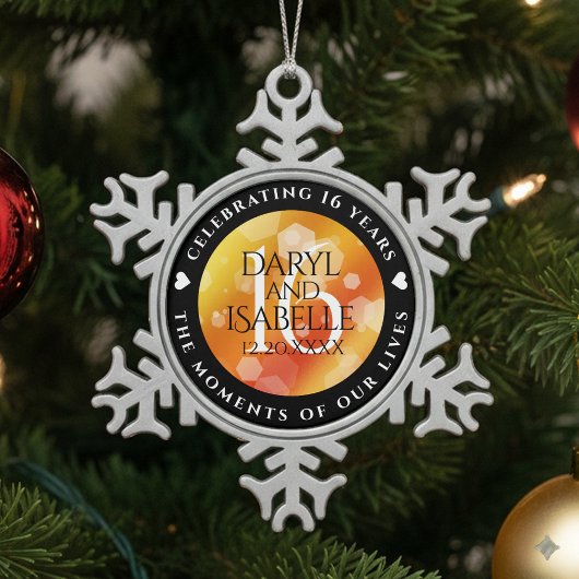 Ornement Flocon De Neige Célébration du 16e anniversaire de mariage Topaze 