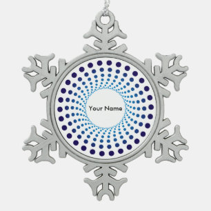 Ornement Flocon De Neige Cercle pointillé bleu moderne