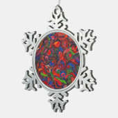 Ornement Flocon De Neige Cercles rouges (Vue impression)