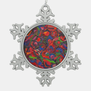 Ornement Flocon De Neige Cercles rouges