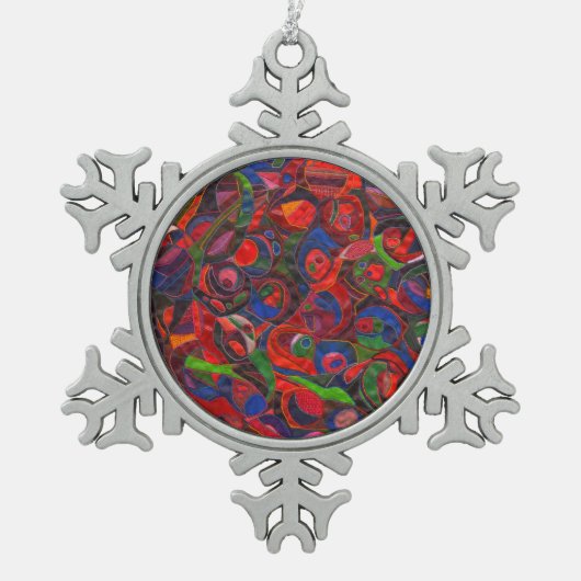 Ornement Flocon De Neige Cercles rouges (Devant)