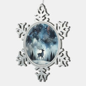 Ornement Flocon De Neige Cerf de Nuit d'Hiver Étoilé (Vue impression)