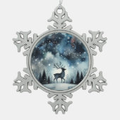 Ornement Flocon De Neige Cerf de Nuit d'Hiver Étoilé (Devant)