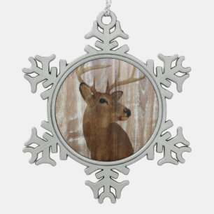 Ornement Flocon De Neige Cerfs communs primitifs occidentaux en bois de