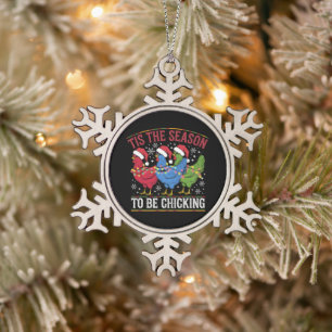 Ornement Flocon De Neige C'est la saison d'être Chicking Xmas Chicken Weste