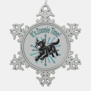 Ornement Flocon De Neige C'est l'heure de Zoomie Chat Noir
