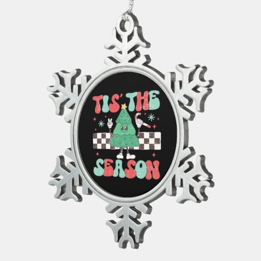 Ornement Flocon De Neige Cette Saison Retro Fêtes de Femmes (Vue impression)