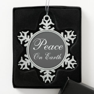 Ornement flocon de neige Chalkboard Paix sur Terre