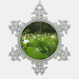 Ornement Flocon De Neige Champ de fleurs de Lotus Jardin d'été