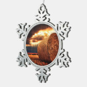 Ornement Flocon De Neige Champ des balles de foin (Vue impression)