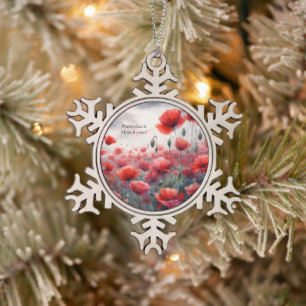 Ornement Flocon De Neige Champ Enchanteur de Coquelicots 