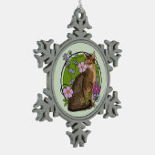 Ornement Flocon De Neige Chat abyssinien avec des roses de plage (Gauche)