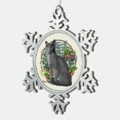 Ornement Flocon De Neige Chat bleu russe avec des baies (Vue impression)