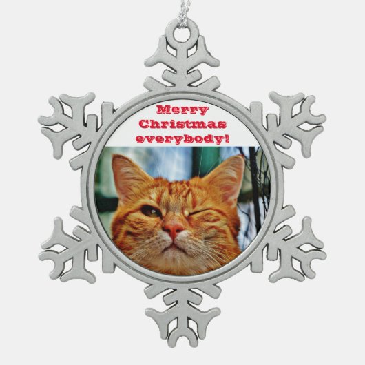 Ornement Flocon De Neige Chat drôle (Devant)