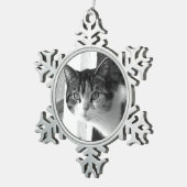 Ornement Flocon De Neige Chat en noir et blanc (Vue impression)