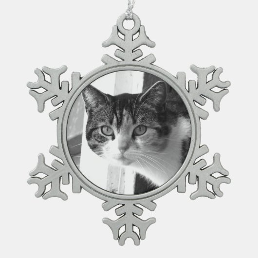 Ornement Flocon De Neige Chat en noir et blanc (Devant)