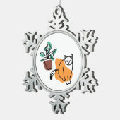 Ornement Flocon De Neige Chat et le plante (Vue impression)