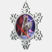 Ornement Flocon De Neige Chat guerrier avec lasers de l'oeil (Vue impression)