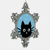 Ornement Flocon De Neige Chat noir curieux (Gauche)