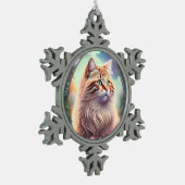 Ornement Flocon De Neige Chat romantique avec des fleurs (Gauche)