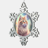 Ornement Flocon De Neige Chat romantique avec des fleurs (Vue impression)