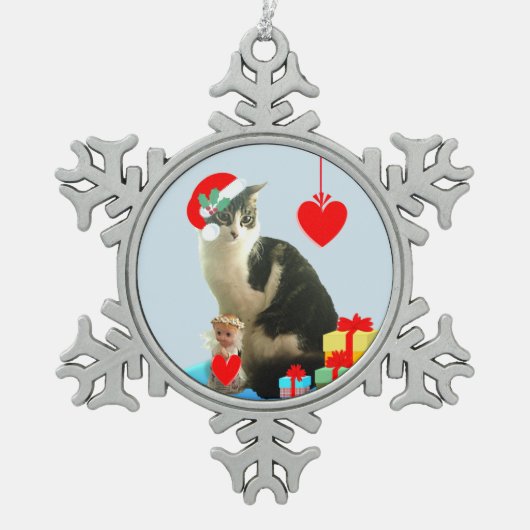 Ornement Flocon De Neige Chat tabby de Noël (Devant)