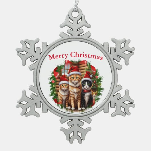 Ornement Flocon De Neige Chats (Devant)