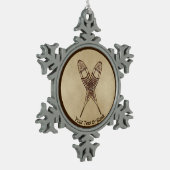 Ornement Flocon De Neige Chaussures À Neige Sur Papier Ancien (Gauche)